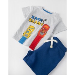 BABY BOY T-SHIRT + SHORTS 'CARS', GREY/BLUE