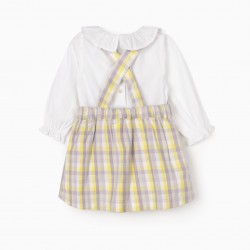 BODY-BLOUSE + CHEST SKIRT FOR BABY GIRL, LILAC/YELLOW