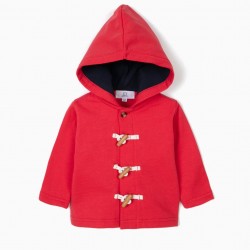 NEWBORN JACKET WITH HOOD AND FLAMES, RED
