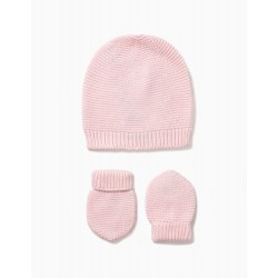 PINK BEANIE AND GLOVES SET
