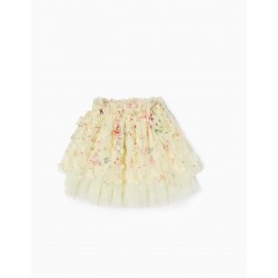 TULLE SKIRT WITH BUTTERFLIES FOR GIRLS, YELLOW
