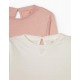 2 LONG SLEEVE TOPS FOR BABY GIRLS, PINK/WHITE