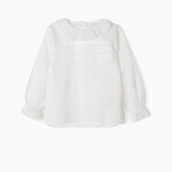 BLOUSE WITH FRILLS FOR BABY GIRL 'B&S', WHITE