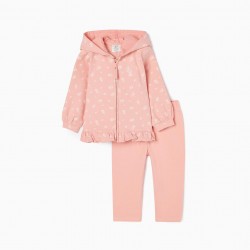 CARDED TRAINING SUIT IN COTTON FOR BABY GIRL, PINK