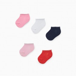  5 PAIRS OF SHORT SOCKS FOR BABY GIRLS, MULTICOLORED