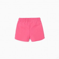 2 BABY GIRL SHORTS 'PALM TREE', CORAL/PINK