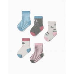 5 PAIRS SOCKS FOR BABY GIRLS 'STRIPES AND UNICORNS', MULTICOLOR