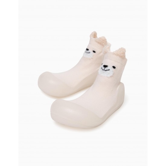 SOLE SOCKS FOR BABY GIRL 'STEPPIES', BEIGE