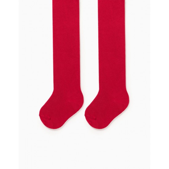 KNITTED TIGHTS FOR BABY GIRL, RED