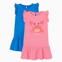 2 DRESSES FOR BABY GIRLS 'TINY RED CRAB', PINK/BLUE