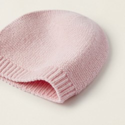 KNITTED HAT + GLOVES FOR NEWBORN, PINK