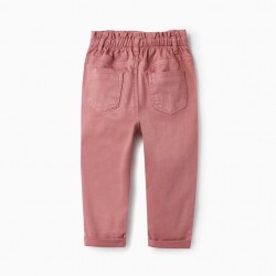 PAPERBAG TWILL PANTS FOR BABY GIRL, PINK