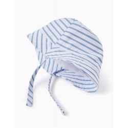 STRIPED HAT FOR BABY AND NEWBORN, WHITE/BLUE