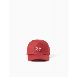 'ZY' BOY'S COTTON CAP, BRICK RED