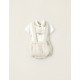 BODY + SHORTS WITH STRAPS FOR NEWBORN, BEIGE/WHITE