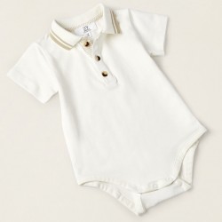 BODY + SHORTS WITH STRAPS FOR NEWBORN, BEIGE/WHITE