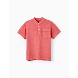 COTTON POLO T-SHIRT FOR BOYS, RED