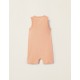 POINTELLE COTTON PAJAMAS-ROMPER FOR BABY GIRL, CORAL